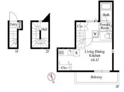 ウッドクレスト羽田レジデンス(ワンルーム/3階)の間取り写真