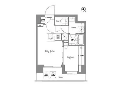 ビーピーアールレジデンスモトマチ ベイ サイド(1DK/6階)の間取り写真