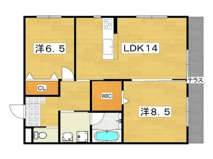 クレール山之上北町(2LDK/2階)の間取り写真