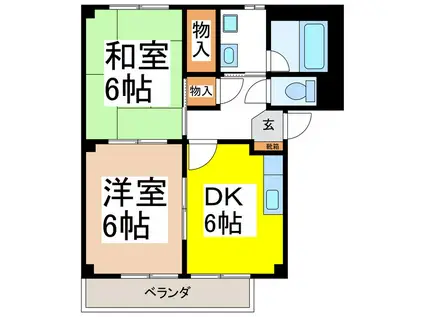 プリマリア60(2DK/2階)の間取り写真