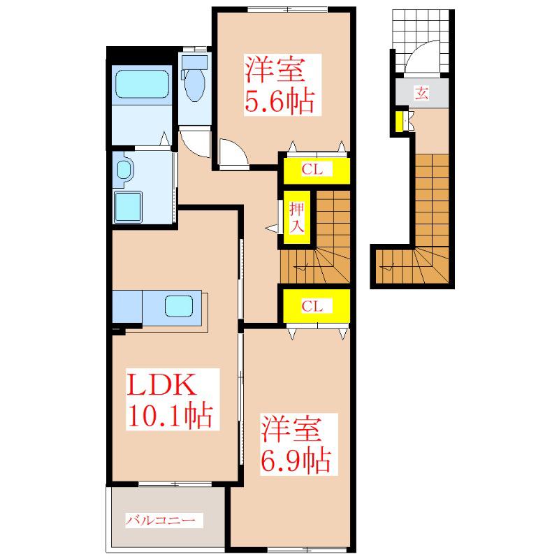 リーブル108(2LDK/2階)の間取り写真