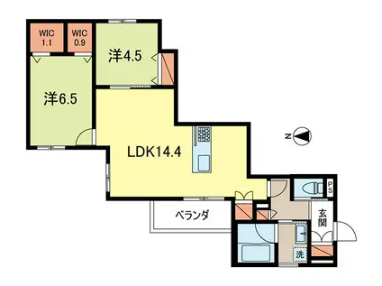 CREST I(2LDK/1階)の間取り写真