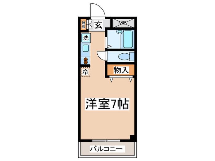 グリーンハイム瓜生(ワンルーム/1階)の間取り写真