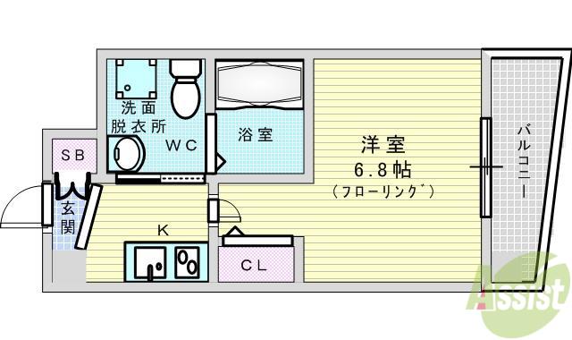 セレニテ江坂ルフレ(1K/6階)の間取り写真