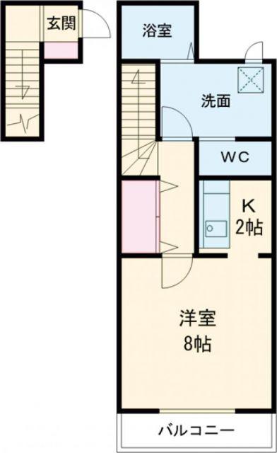 HAPPIER清原台(1K/2階)の間取り写真
