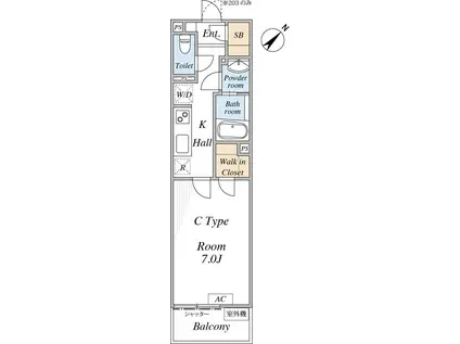 リブリ・小田急相模原(1K/2階)の間取り写真
