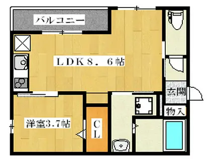 アムール姫島(1LDK/1階)の間取り写真