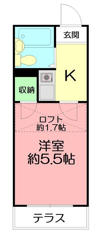 ピュアタウン落合(1K/1階)の間取り写真