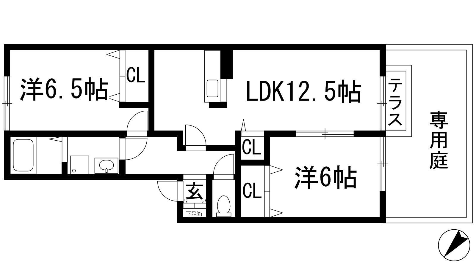 メロディーヒルズ(2LDK/1階)の間取り写真