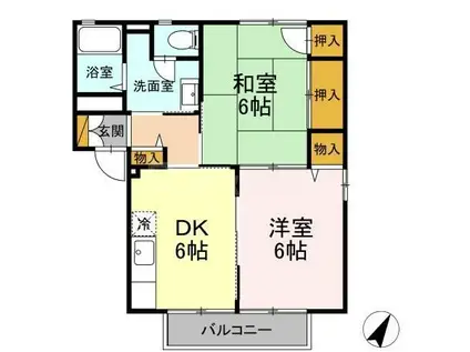 パラシオン庄司 A(2DK/2階)の間取り写真