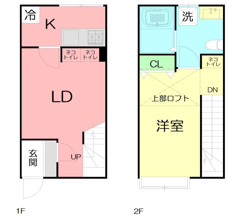 キャッツテイル アパートメント(1LDK/1階)の間取り写真