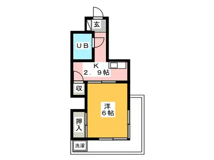 ハイホーム沖田(1K/6階)の間取り写真