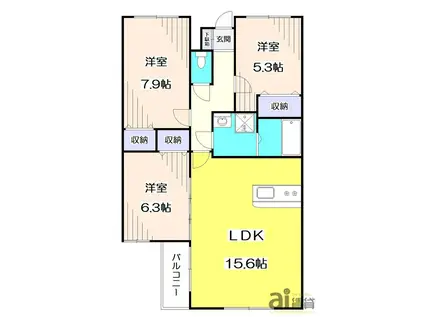 AIFORT.府中(3LDK/5階)の間取り写真
