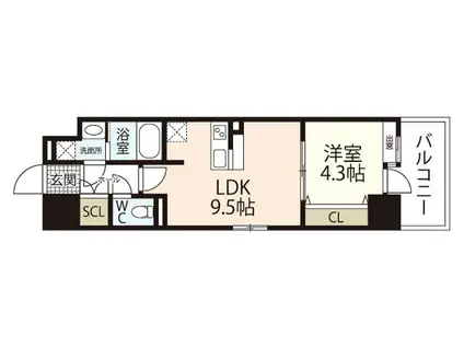 LIFEMENTK小網町(1LDK/4階)の間取り写真