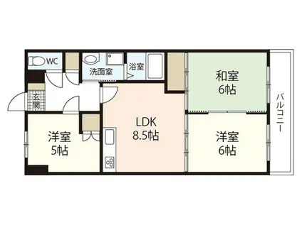草津東壱番館(3LDK/2階)の間取り写真