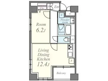 エスモア森下(1LDK/3階)の間取り写真
