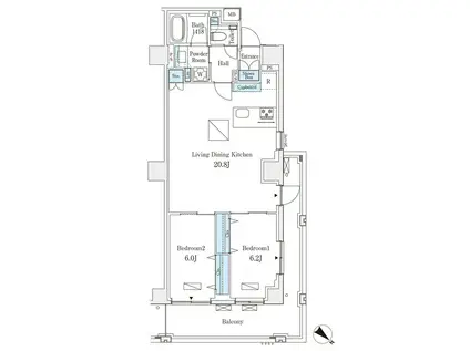 オーパスレジデンス南青山(2LDK/4階)の間取り写真