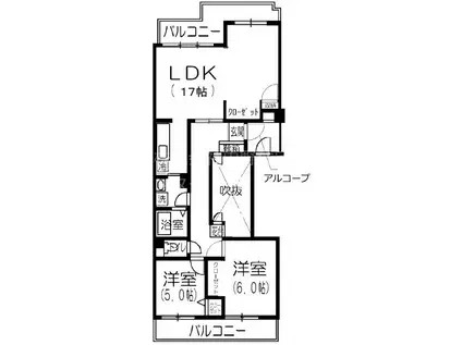 フィオーレ豊島園2(2LDK/2階)の間取り写真