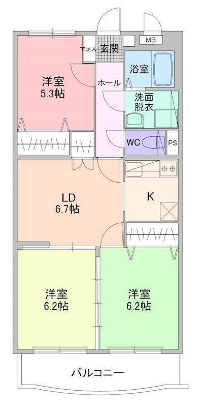 ファイン石上(3LDK/2階)の間取り写真