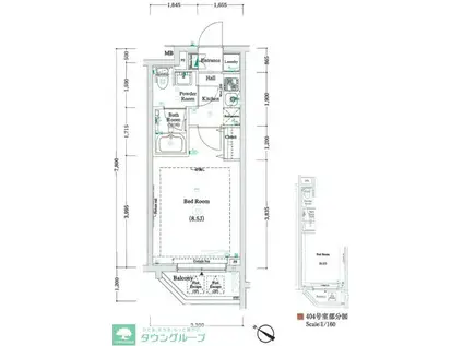 アンベリール中野鷺ノ宮(1K/4階)の間取り写真