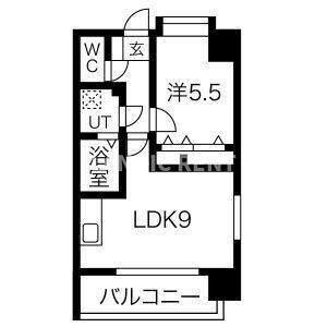 クロス天神南(1LDK/7階)の間取り写真