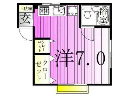 コーポ高橋2(ワンルーム/1階)の間取り写真