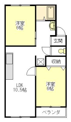 HILLS観音寺 ウエスト(2LDK/3階)の間取り写真