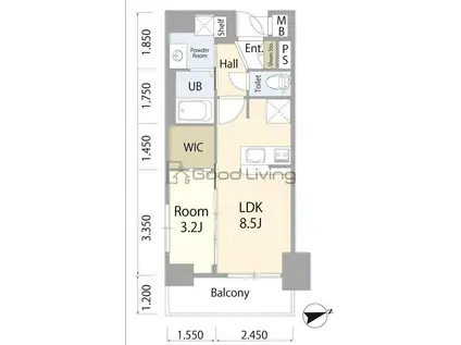 COCO TERRASSE 東公園(1LDK/3階)の間取り写真