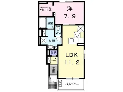 ユニゾン花月(1LDK/1階)の間取り写真