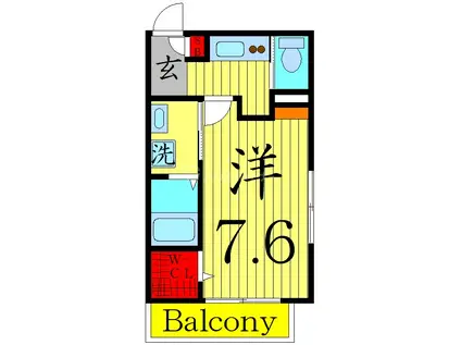 SHAMROCK2(1K/2階)の間取り写真