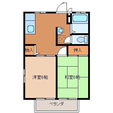 TSハイツA(2DK/1階)の間取り写真