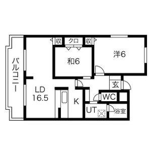 ハイレジデンスL(2LDK/1階)の間取り写真