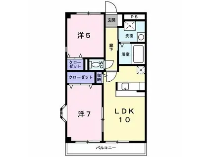 コーポ光の森(2LDK/2階)の間取り写真