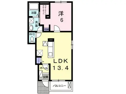 ヴェルテA(1LDK/1階)の間取り写真