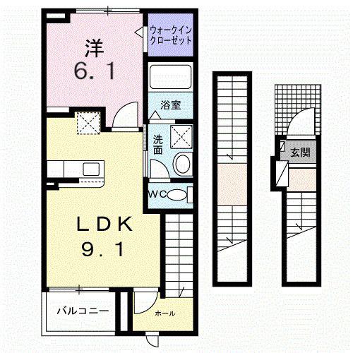 ナナラーピカケ(1LDK/3階)の間取り写真