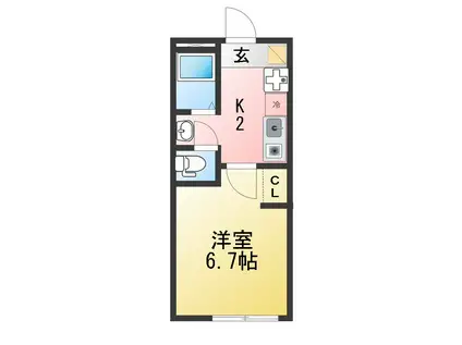六浦5丁目アパート(1K/2階)の間取り写真