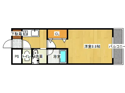 ルミエール21(1K/1階)の間取り写真