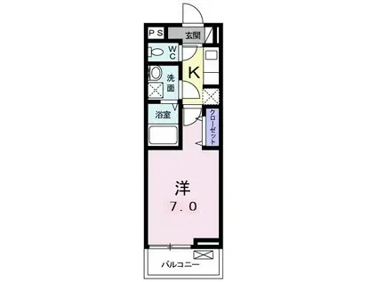 ヒルサイドハウスIII(1K/2階)の間取り写真