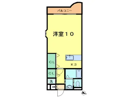 エヴァーグリーン水前寺弐番館(1K/2階)の間取り写真