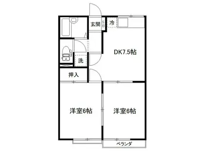 ラベンダーハイツA(2DK/2階)の間取り写真