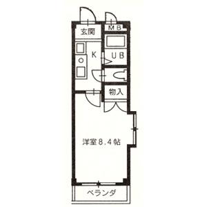エスポア八田(1K/2階)の間取り写真