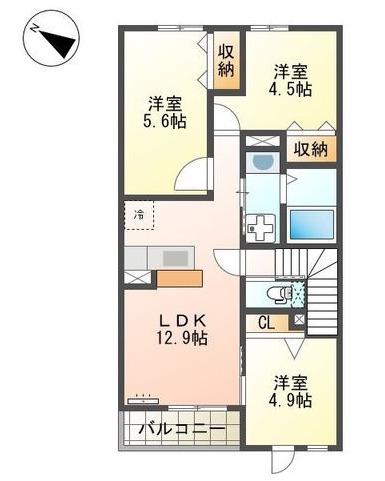 サンタプレイスVII(3LDK/2階)の間取り写真