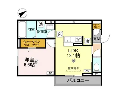 アルタ若竹ビュー(1LDK/1階)の間取り写真