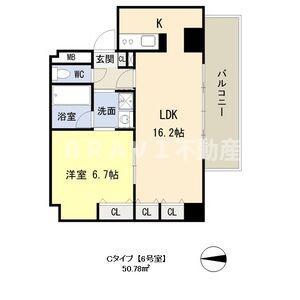 コスモリード谷町六丁目(1LDK/11階)の間取り写真