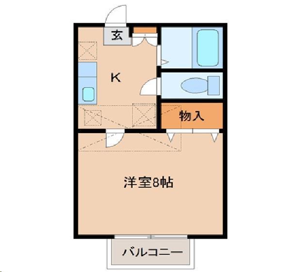 VINO若林(1K/2階)の間取り写真