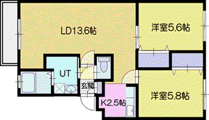 パラドール21(2LDK/2階)の間取り写真