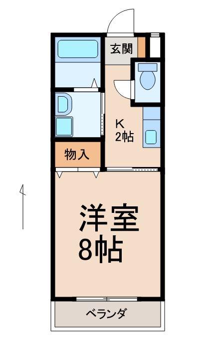 シティガーデン水栖(1K/2階)の間取り写真