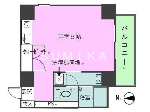 シルクBLDG(ワンルーム/4階)の間取り写真