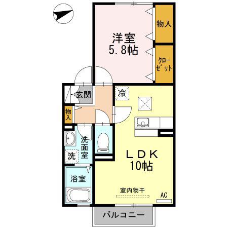 セジュールWITH(1LDK/1階)の間取り写真