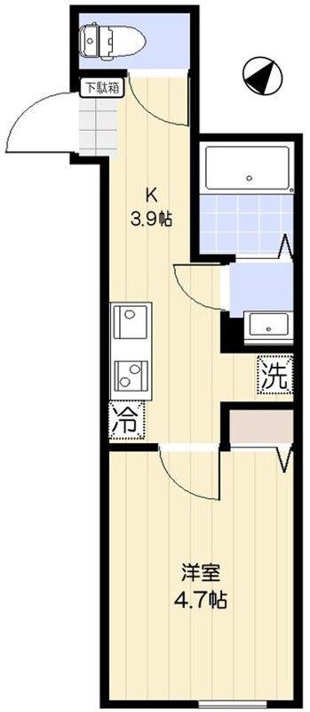 エクセラン南浦和(1K/2階)の間取り写真
